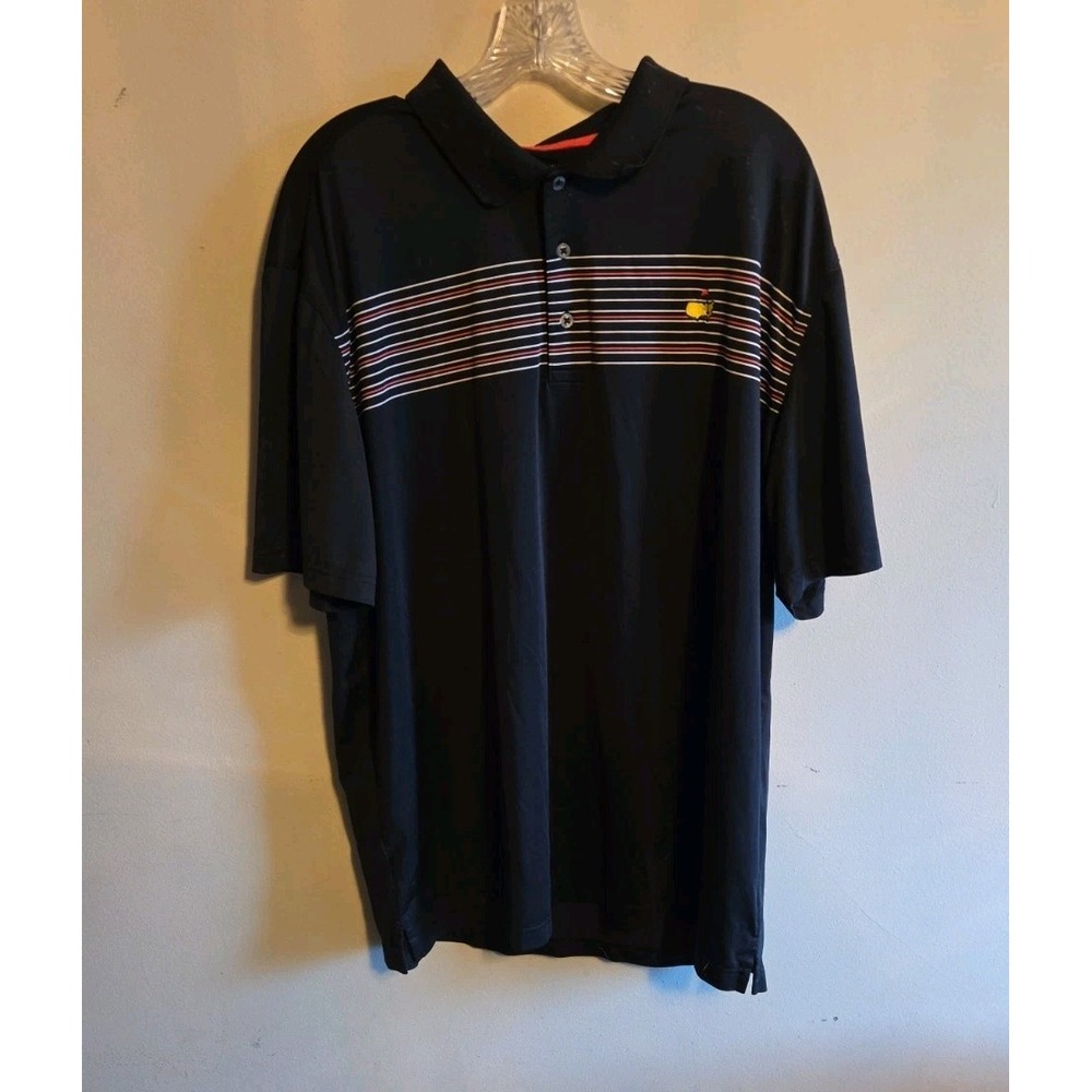 'The Masters' Masters Tech Golf Black/Red Striped Performance Polo Shirt, XXL